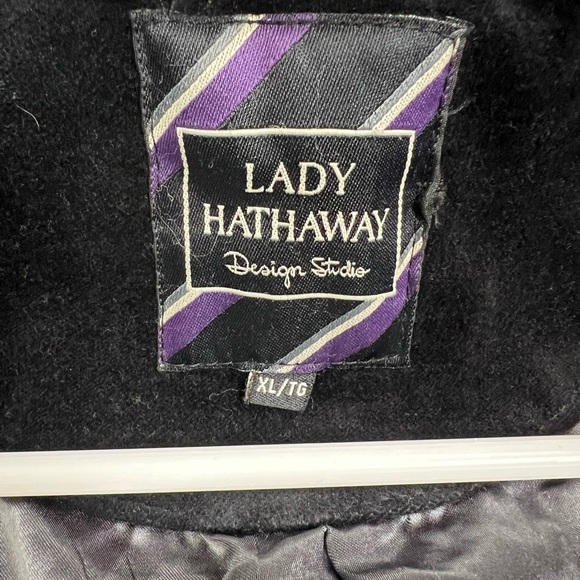 Vintage Y2K-Lady Hathaway Black Velvet Blazer – Three-Button Tailored Jacket XL - Picture 3 of 7